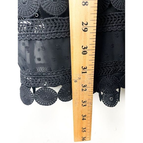 Free Generation LA Black V Neck Boho Cutout Long Sleeve Mini Dress Size M - Picture 9 of 10